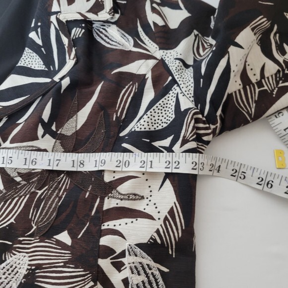 Chicos 3 Womens 100% Silk Blazer Jacket Brown Palm Leaves XL - Picture 6 of 8